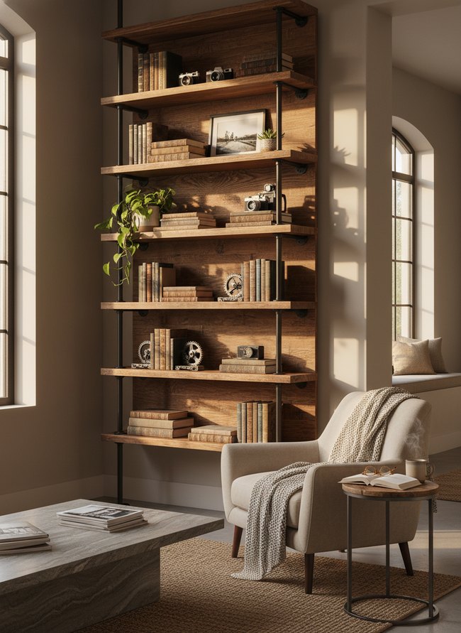 Ceiling-High Ladder Shelf