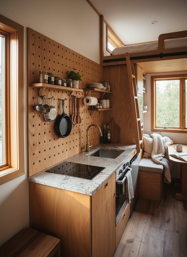 Compact Kitchen Pegboard Panel