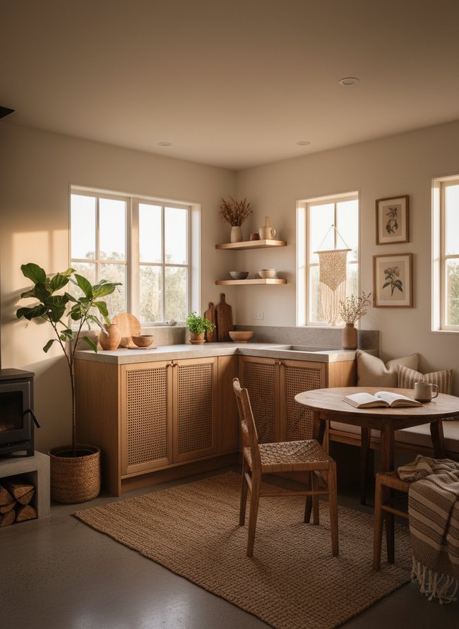 Woven Cabinetry Boho Kitchen