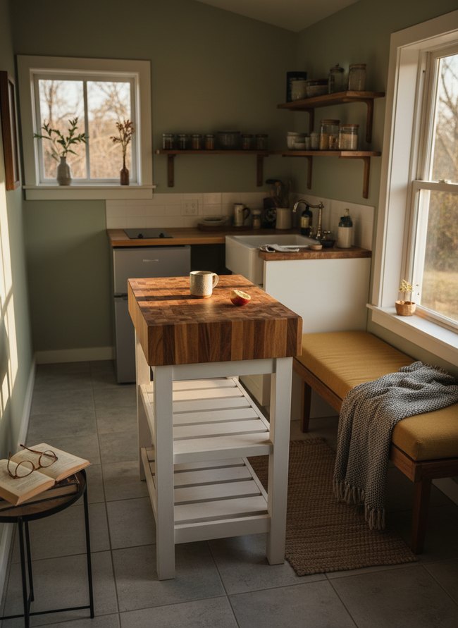 Compact Butcher Block Island