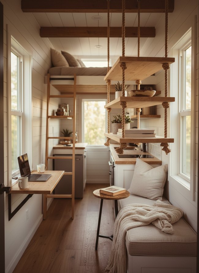 Minimalist Rope Floating Shelf