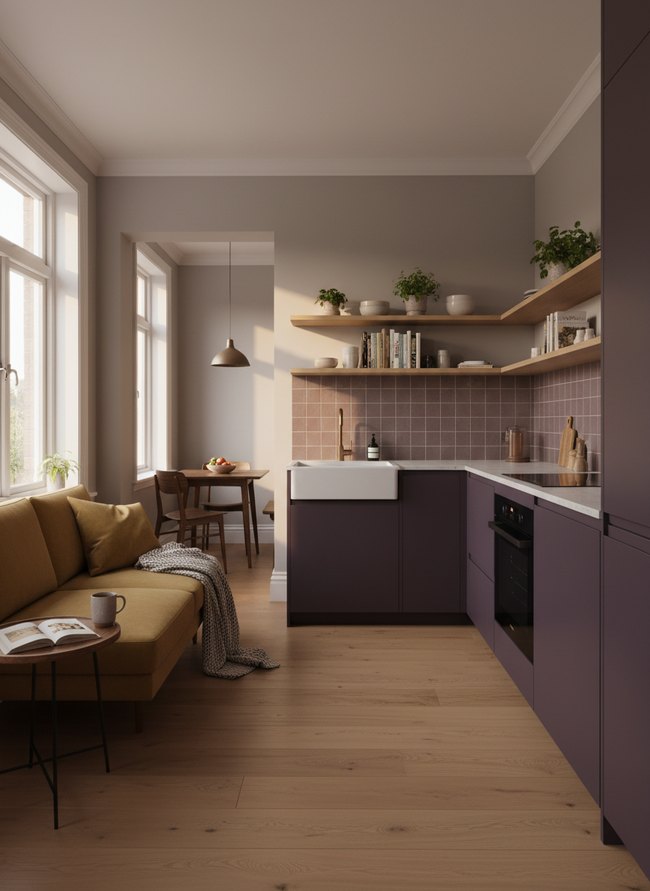 Plum Modern Galley Kitchen