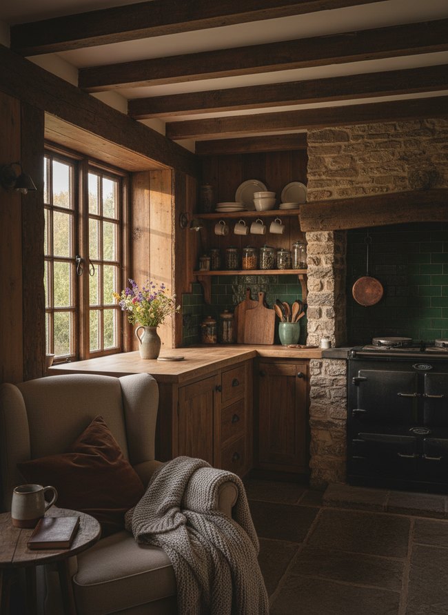 Rustic Hearth Corner Kitchen