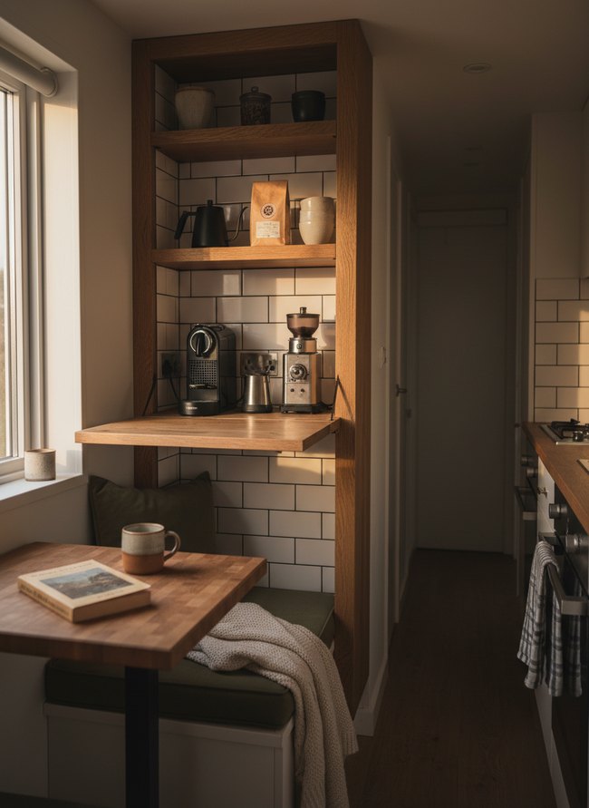 Fold-Down Countertop Coffee Nook