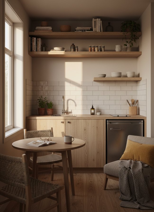 Compact Subway Tile Backsplash