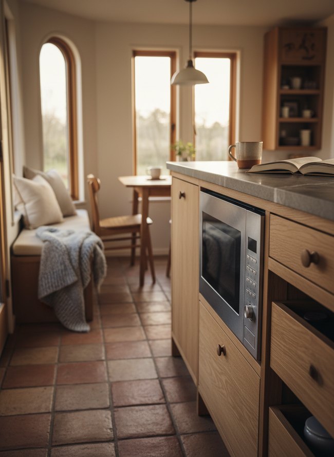 Compact Stainless Slide Microwave