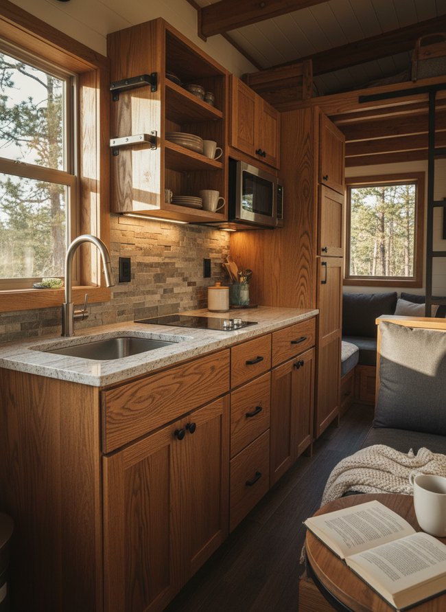 Warm Wood Grain Cabinetry