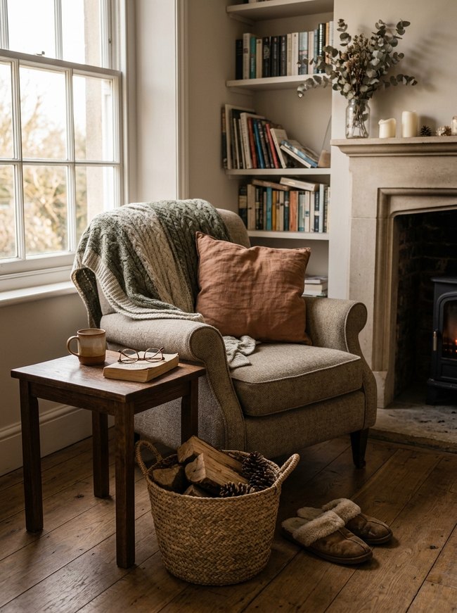 Winter Hearth Comfort Corner