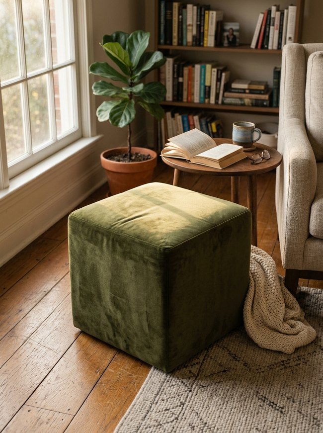 Compact Velvet Cube Seat