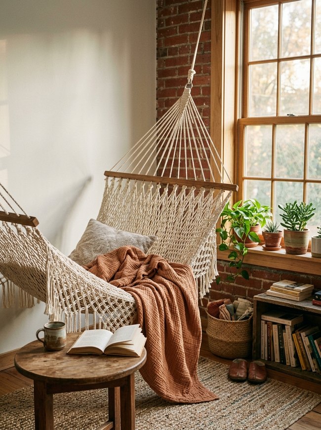 Woven Macrame Hammock Corner
