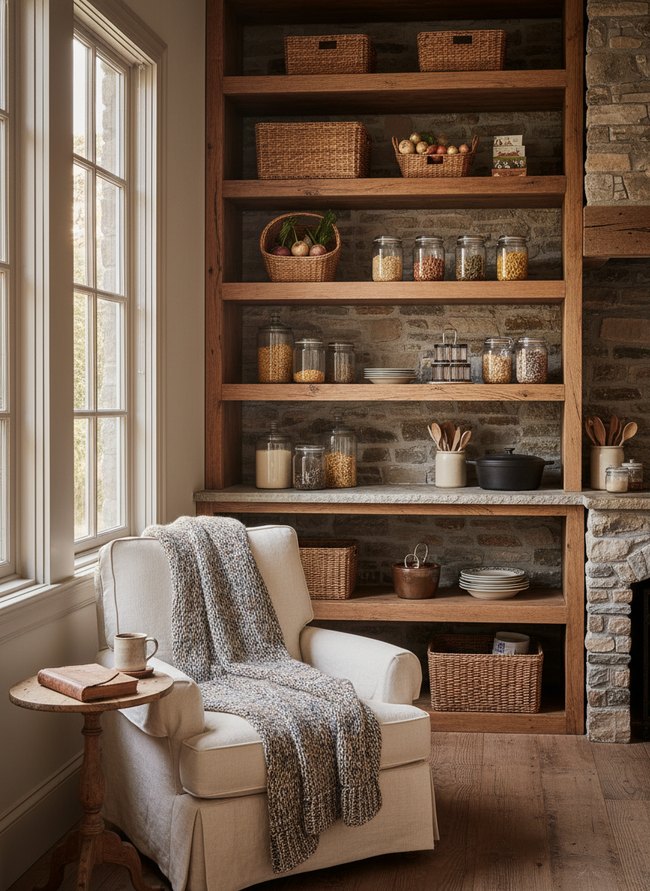 Rustic Wood Pantry Display