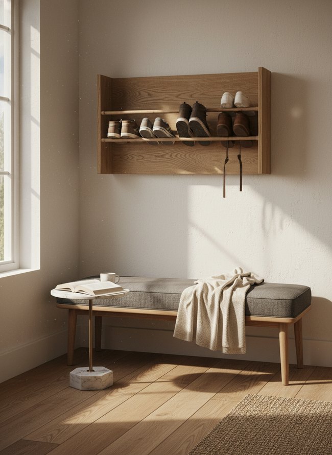 Compact Wall-Mounted Shoe Rack