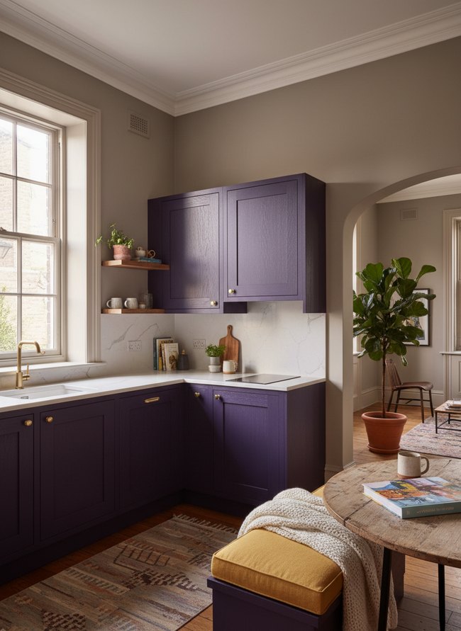 Aubergine Compact Corner Kitchen