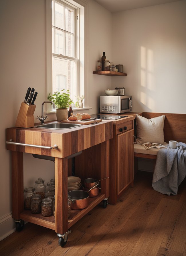 Rolling Butcher Block Island