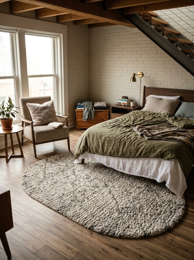 Loft Bedroom Shag Oval