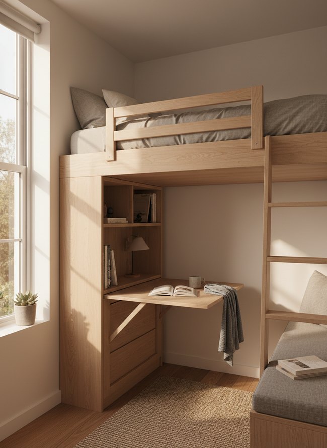 Compact Loft Bed Workspace