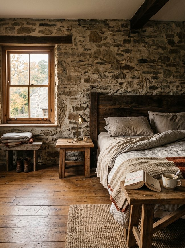 Stone Wall Loft Bedroom