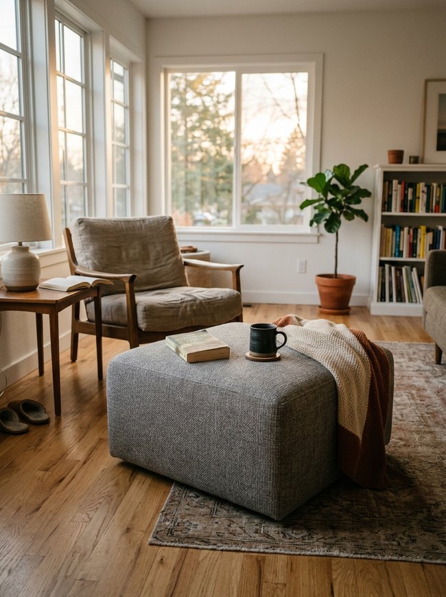 Minimalist Living Area Ottoman