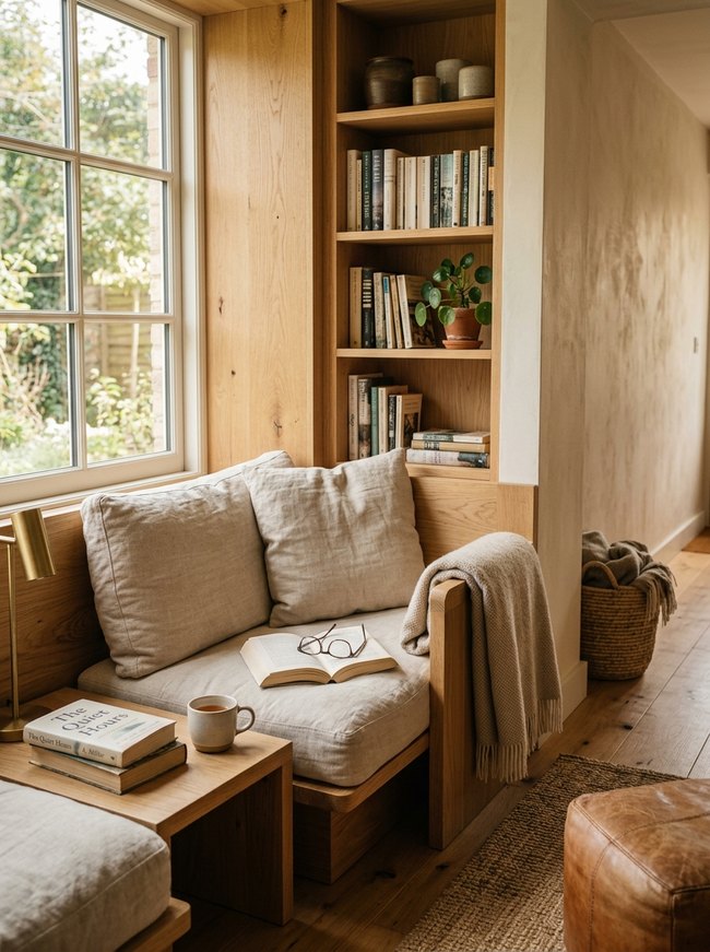 Blonde Wood Reading Nook