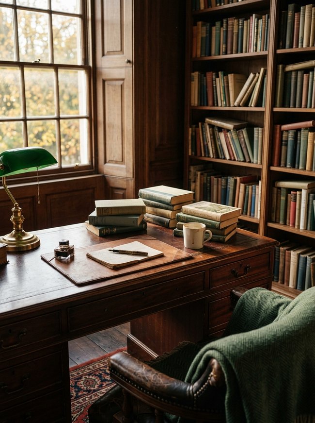 Mahogany Study Desk Setup