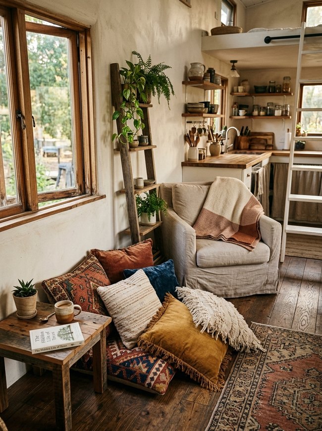 Layered Textile Floor Pillows