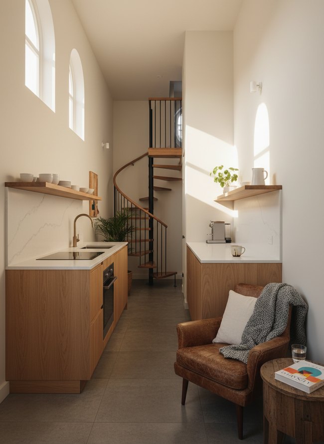 Bright Minimalist Galley Space