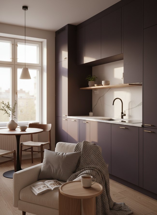 Eggplant Minimalist Apartment Kitchen