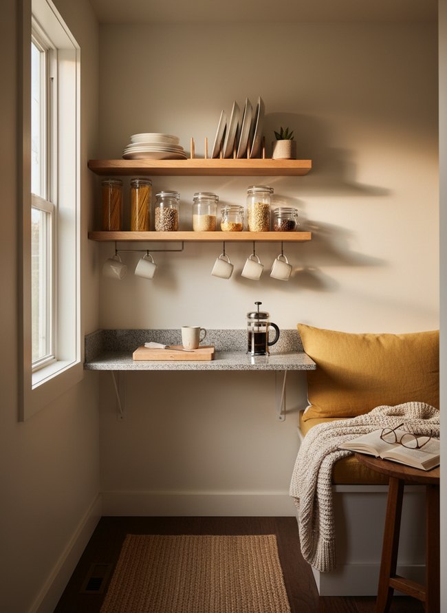 Floating Wood Plate Rack