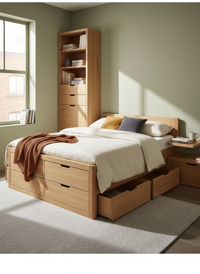 Footboard Cabinet Storage Bed