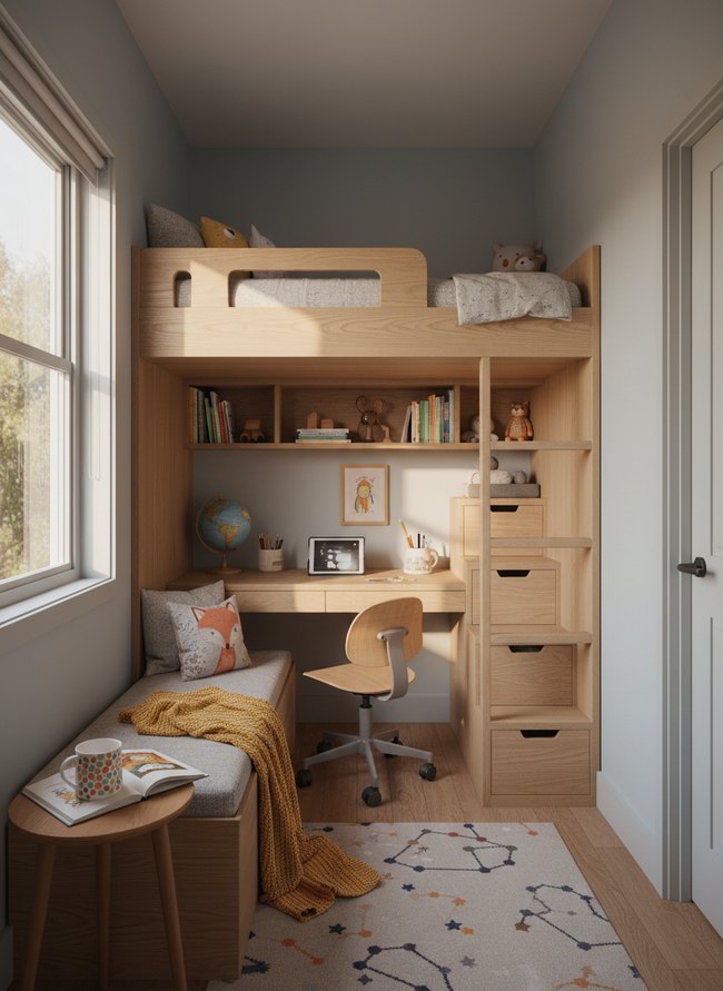 Corner Bunk Study Zone
