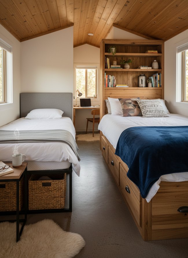 Integrated Bookshelf Headboard Bed