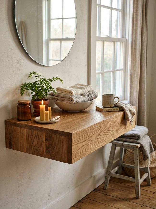 Floating Wood Vanity Shelf