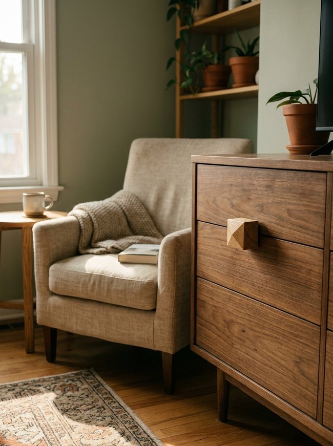 Geometric Cube Wooden Knob