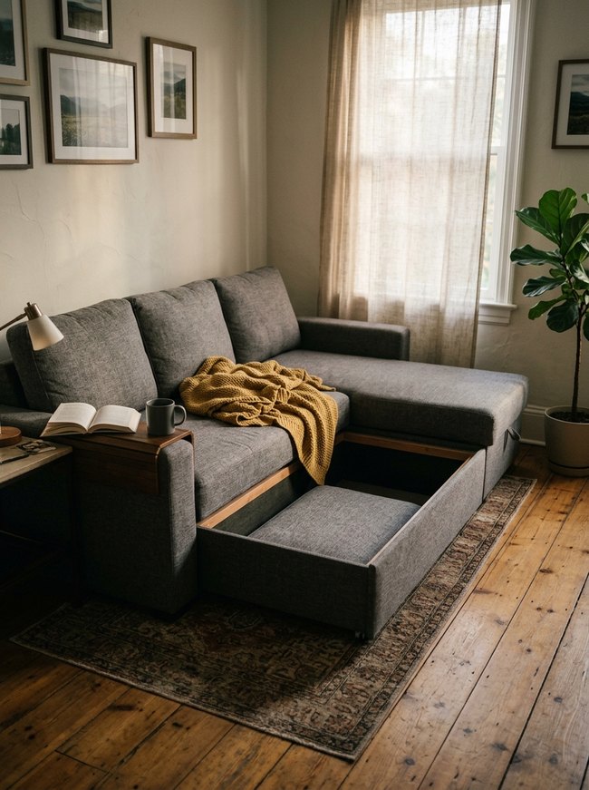 Convertible Sofa Storage Ottoman
