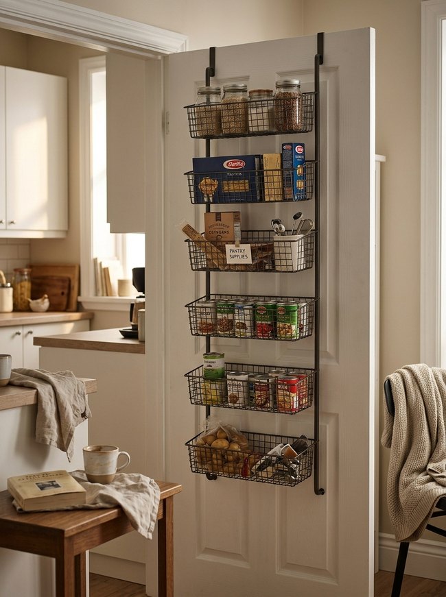 Over-Door Wire Basket Storage
