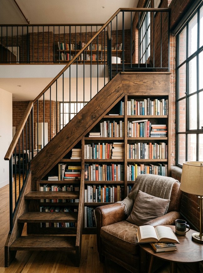 Vertical Loft Bookshelf Stairs