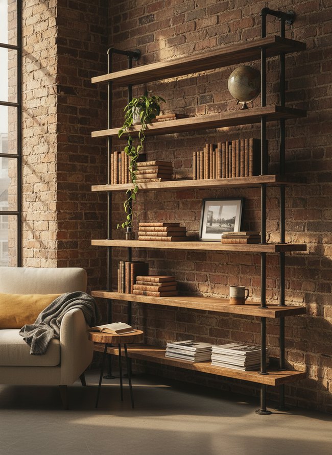 Industrial Pipe Shelf Set