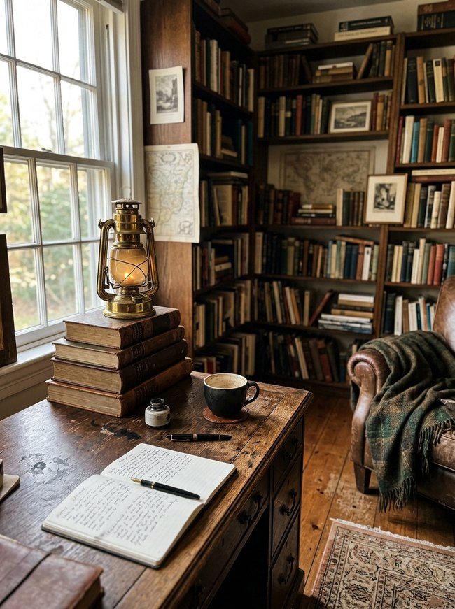 Brass Lantern Book Stack