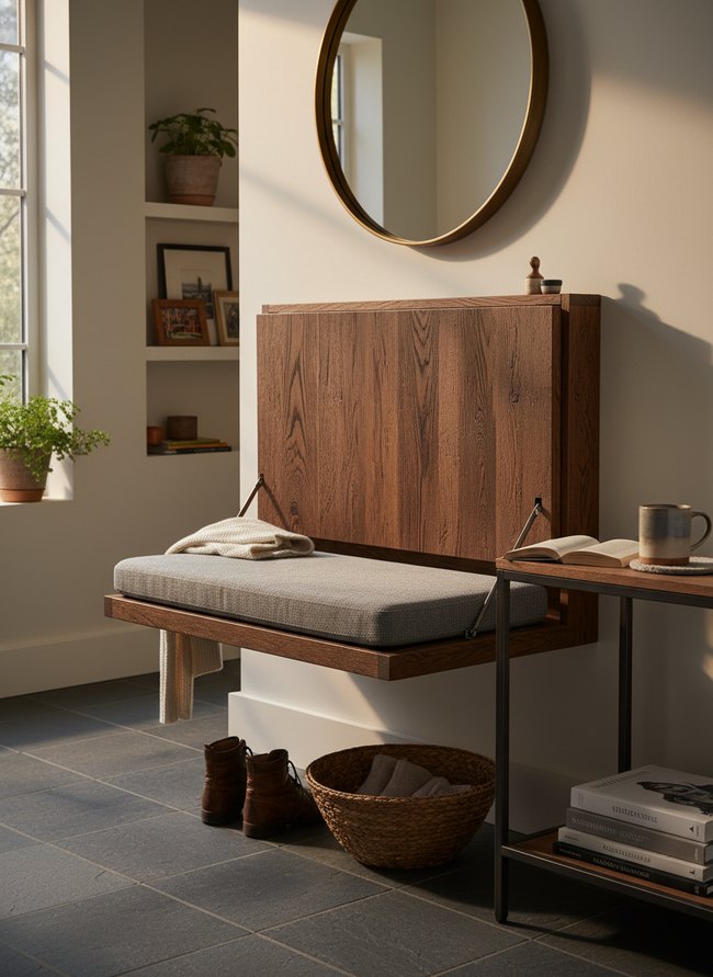 Fold-Down Entryway Bench