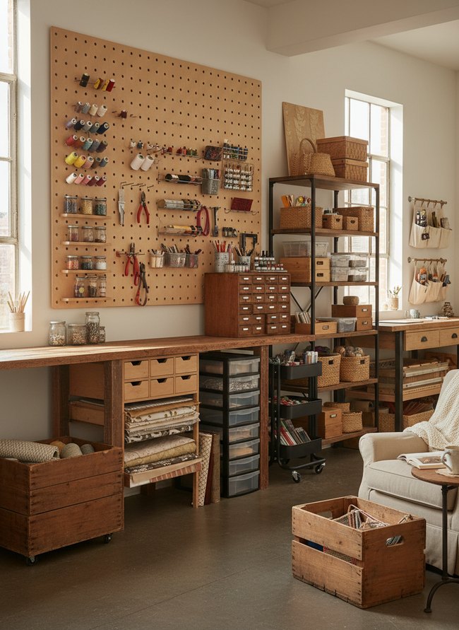 Wall-Mounted Pegboard Studio