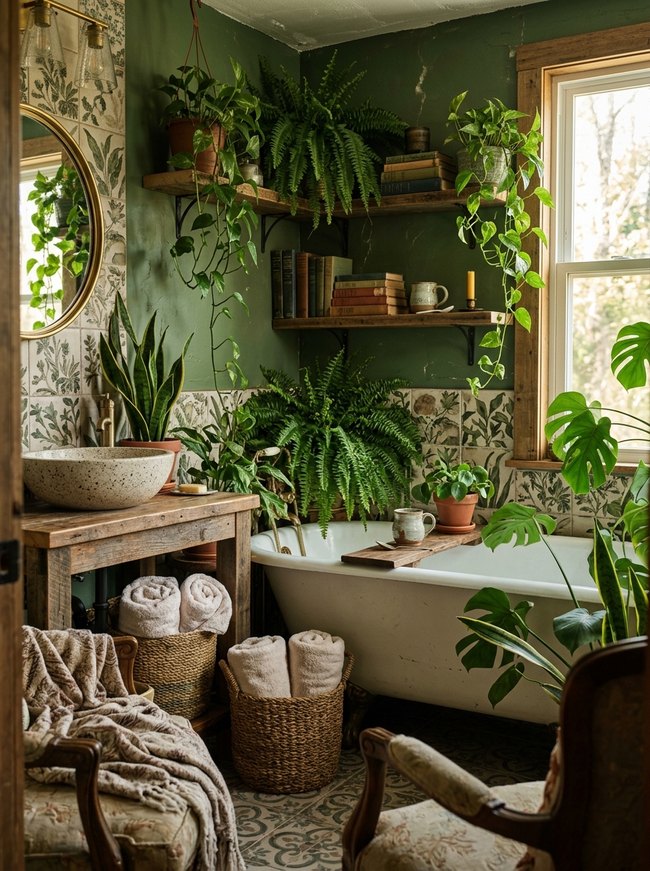 Emerald Jungle Bathroom Retreat