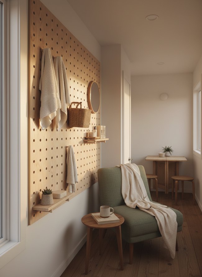 Minimalist Bath Wall Pegboard
