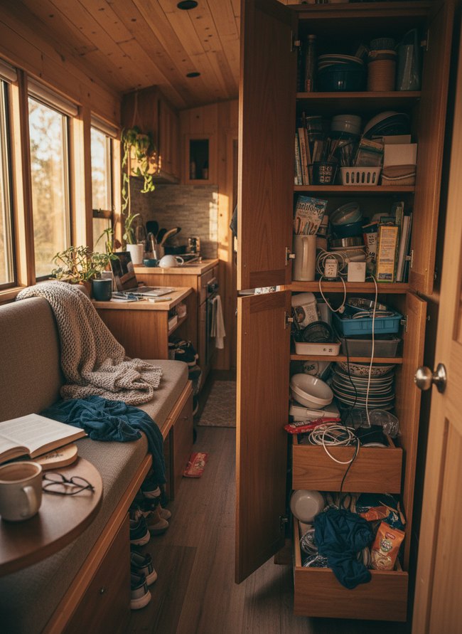 Disorganized Cabinet Interiors