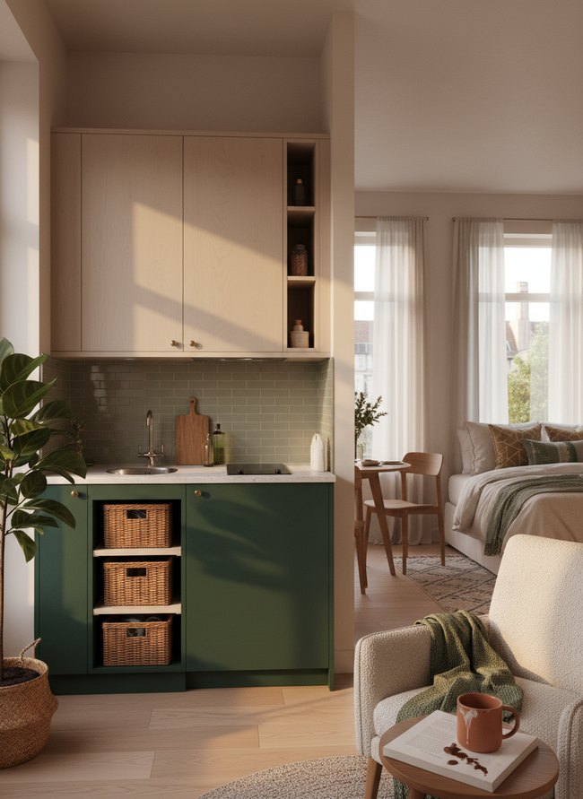 Forest Cream Micro Kitchen