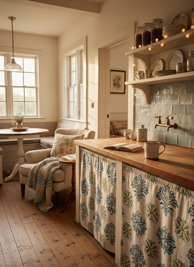Embroidered Linen Galley Kitchen