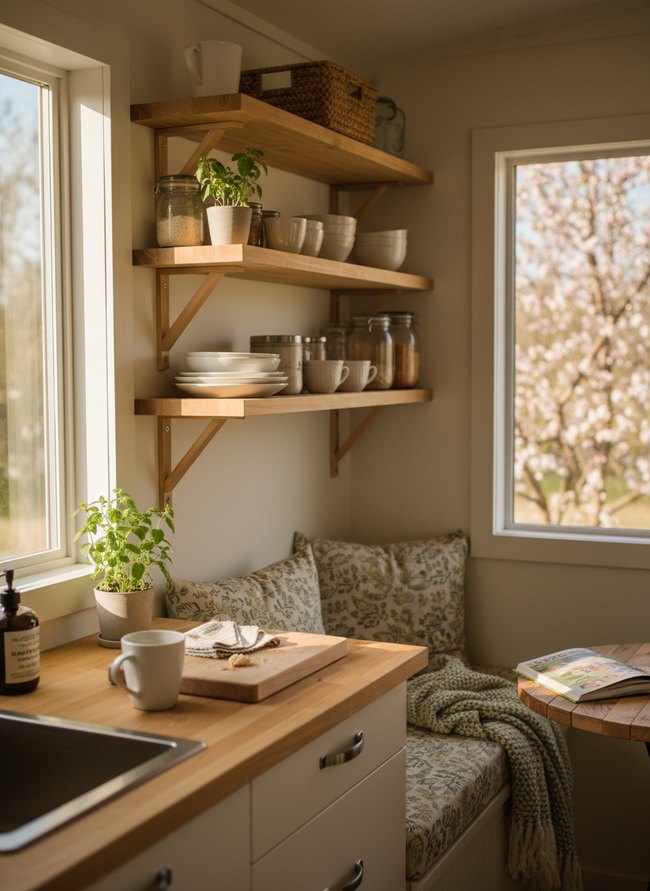Light Wood Open Shelving