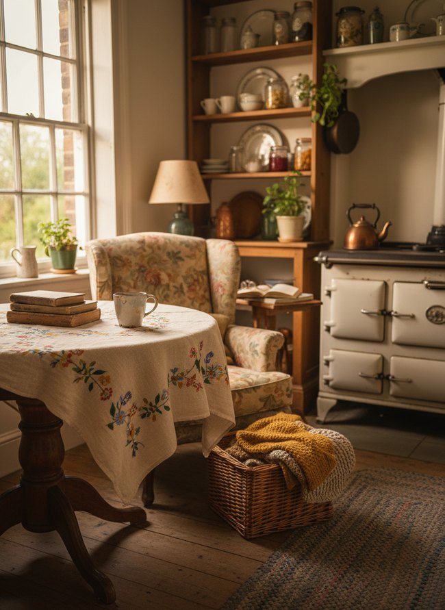 Embroidered Linen Tablecloth Setting