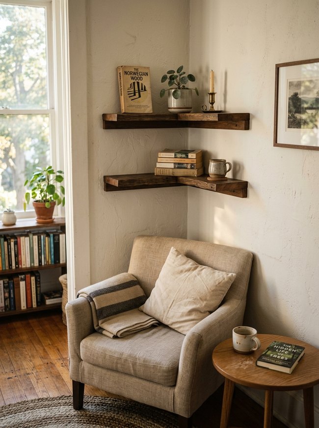 Floating Corner Display Shelf