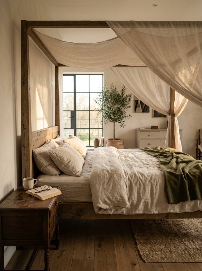 Breezy Linen Canopy Bed