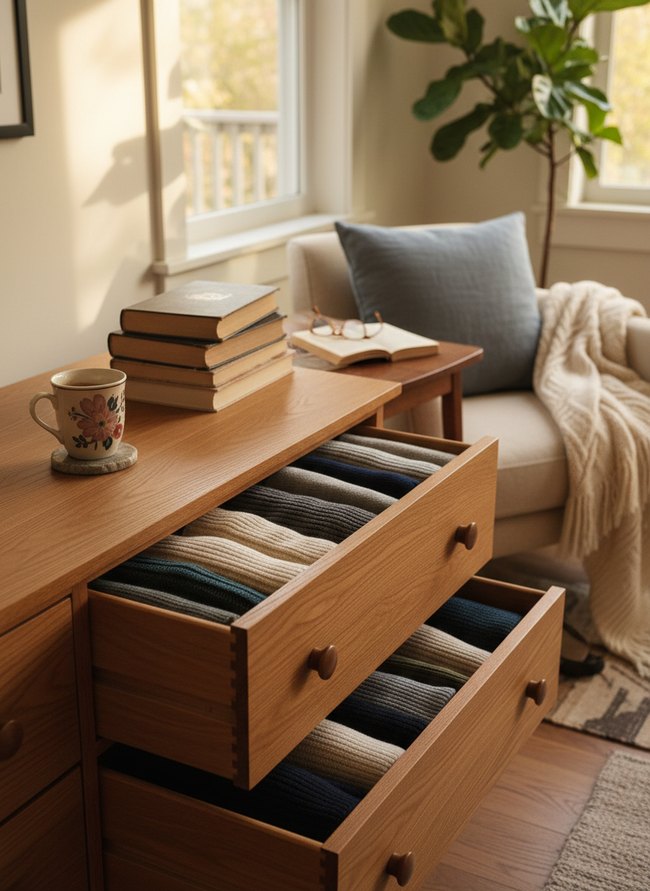 Sweater Drawer Book Stack